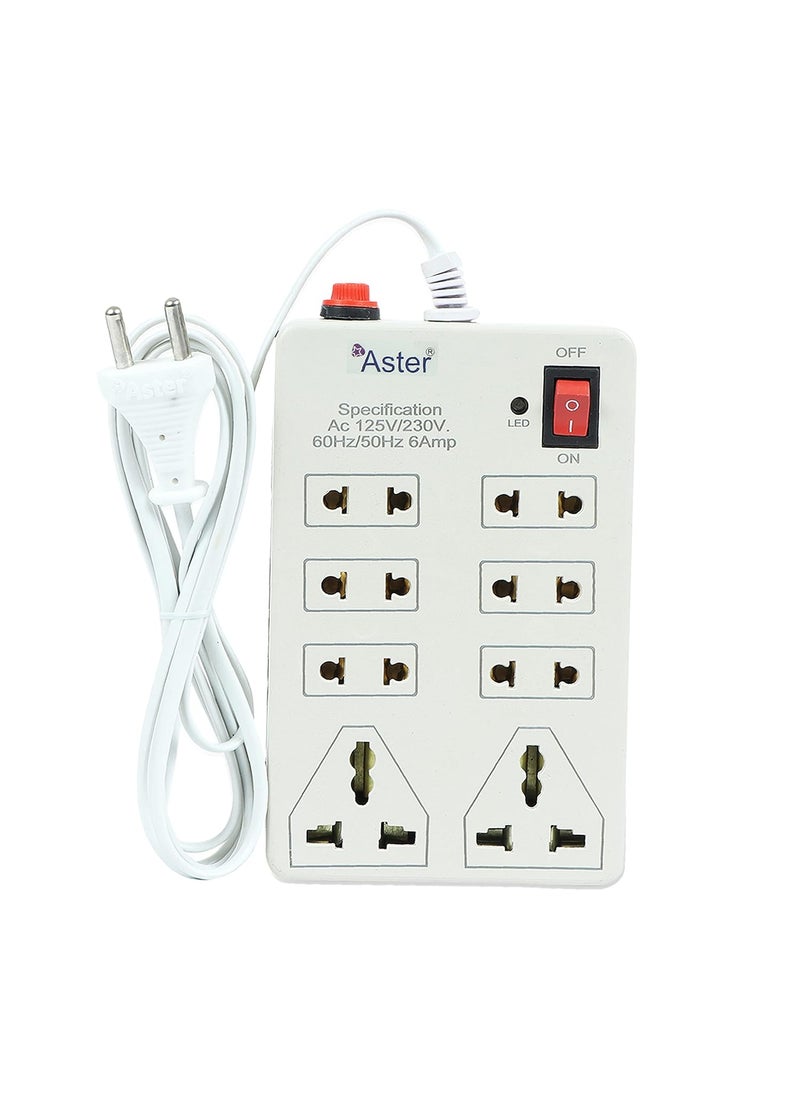 Aster Aster 8 Socket Extension Board with Fuse Surge Protection and 2 metre Cord  - Image 1