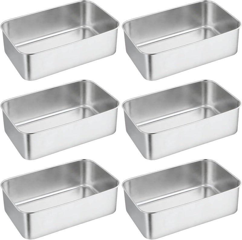 6 Pcs Loaf Pans, 8.66 X 5.71 in, Stainless Steel, Baking Bread, Non-Stick, Easy Cleaning - Image 1