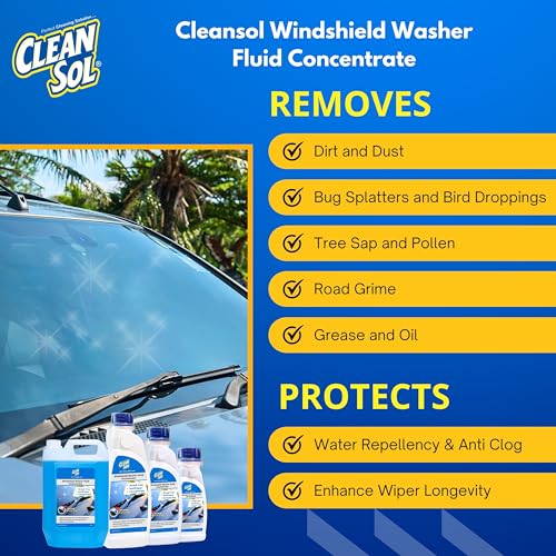 Cleansol Premium Windshield Washer Fluid Concentrate - 1 Litre | Car Windshield Washer Cleaner Liquid - 20mL Makes 1L | Anti-Freeze Formula | Streak-Free Shine | Includes Measuring Cap - Image 4