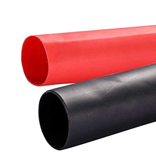Young4us 2 Pack 1'' Heat Shrink Tube 3:1 Adhesive-Lined Heat Shrinkable Tubing Black&RED 4Ft - Image 1