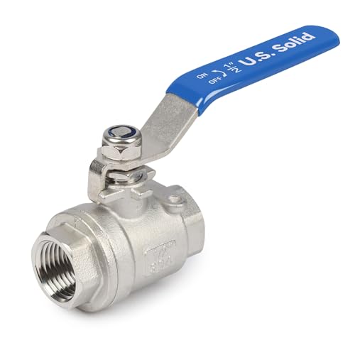 U.S. Solid 1/2" Ball Valve – 304 Stainless Steel, Full Port, 1000 WOG, Heavy Duty, Corrosion-Resistant, Female NPT for Water, Oil, Gas, Industrial & Home Use - Image 1