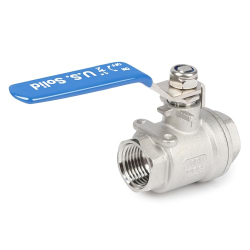 U.S. Solid 1/2" Ball Valve – 304 Stainless Steel, Full Port, 1000 WOG, Heavy Duty, Corrosion-Resistant, Female NPT for Water, Oil, Gas, Industrial & Home Use - Image 2