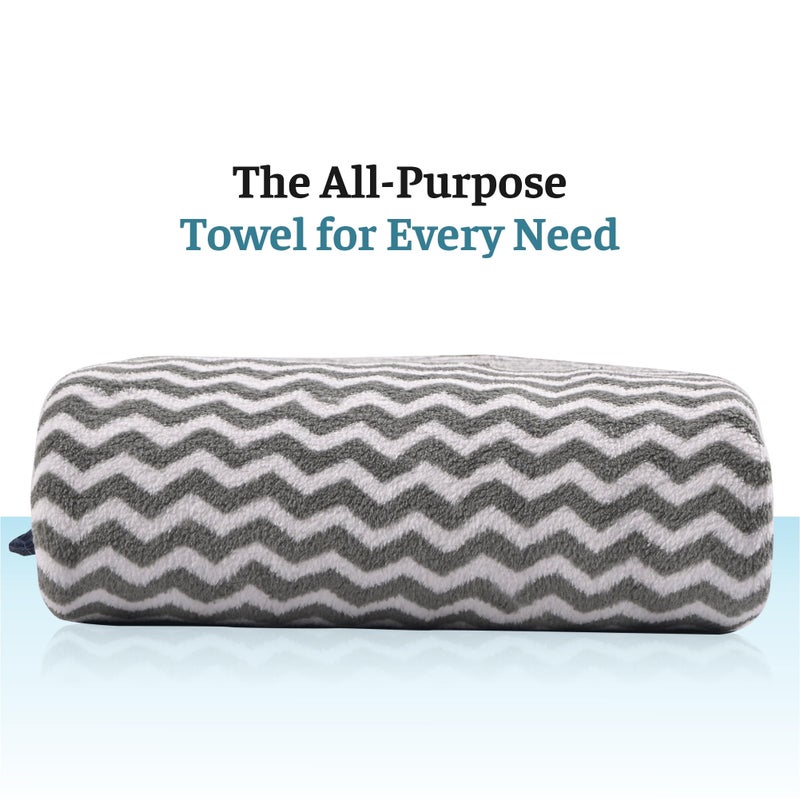 Kuber Industries Kuber Industries Microfibre 24x48 Inch Men and Women Bath Towel | 280 GSM Quick Dry Absorbent Gym Sweat Workout & Shower Body Towel for Sports, Beach and Travel | Zig Zag - Grey - Image 2