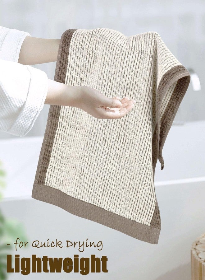 Cleanbear Hand Towels for Bathroom Set of 4, Jacquard Weaved Cotton Face Towels, 28 x 13.7 Inches (Light-Brown) - Image 4