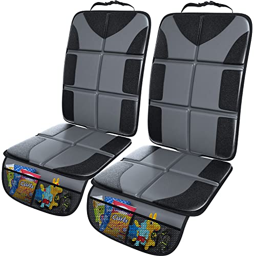 Gimars Car Seat Protectors 2 Pack XL 5Layer Thickest EPE Waterproof Protectors with 600D Fabric Nonslip Backing Storage Pockets for SUV Sedan Truck Leather Seats Gray - Image 1