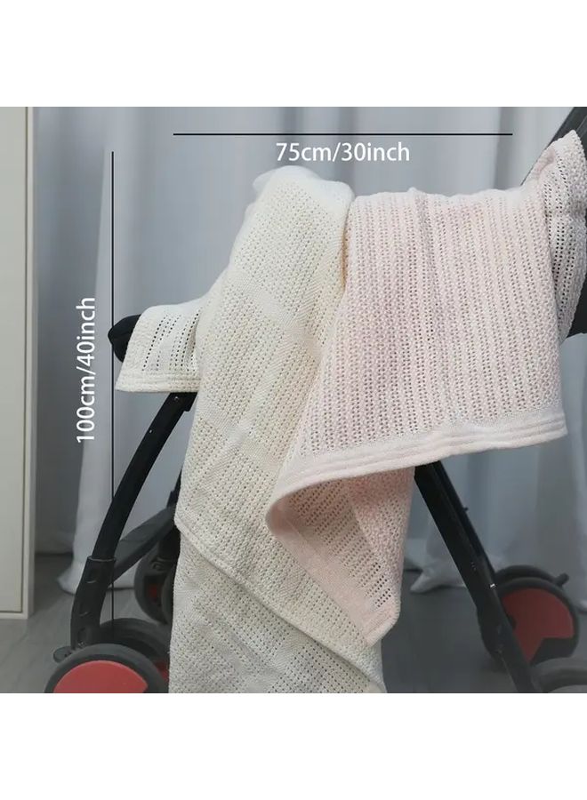 Pink Extra Soft Cellular Cotton Blanket For Baby Cot Crib Moses Basket 29x39 Inches - Image 2