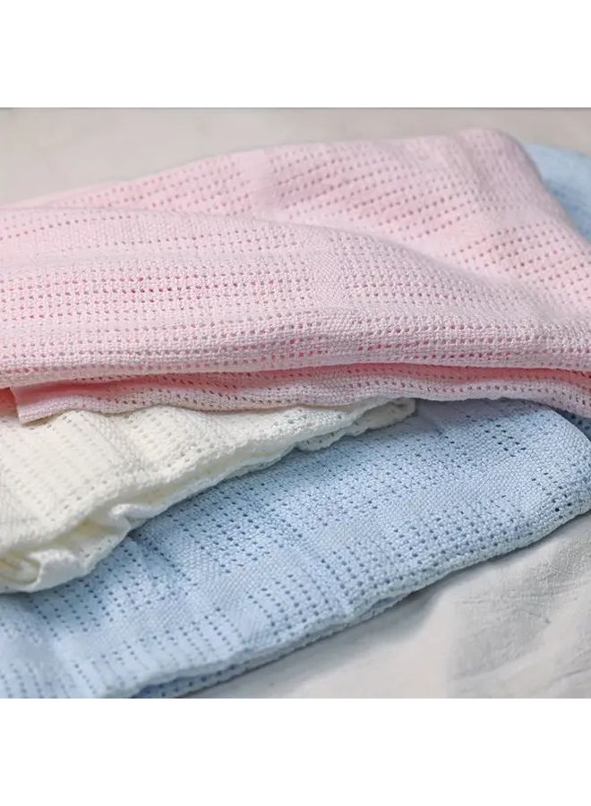 Pink Extra Soft Cellular Cotton Blanket For Baby Cot Crib Moses Basket 29x39 Inches - Image 3