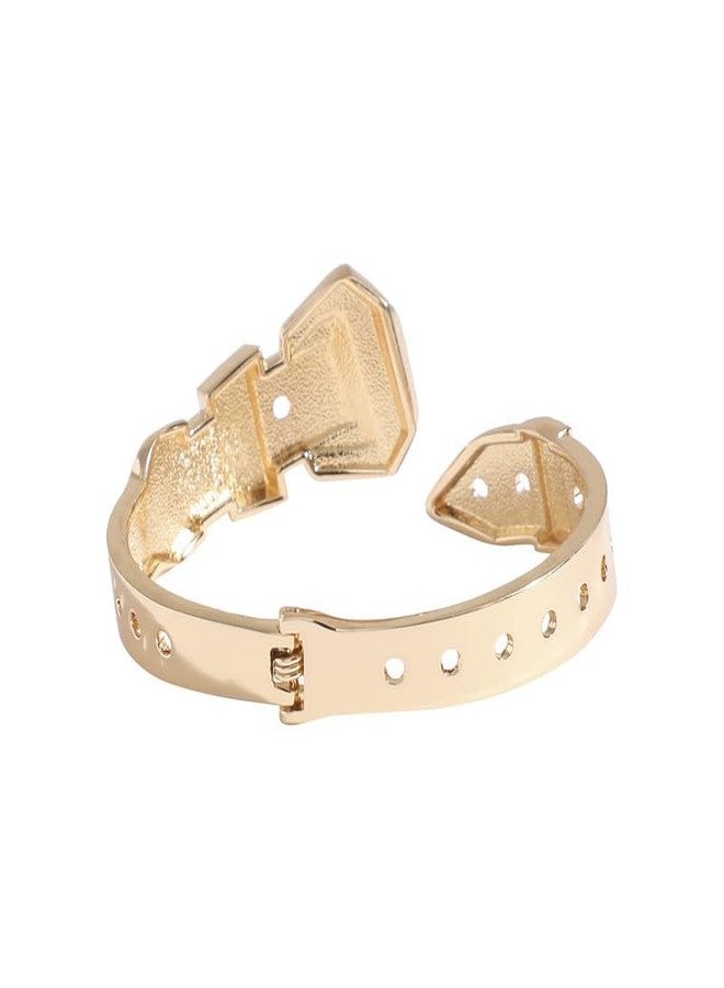 SOHI Women's Tang Buckle Bracelet - Gold Colour For Casual Wear | Alloy Meterial | Adjustable Closure | Artificial Stone Bracelet | Bracelet For Woman & Girls - Image 4