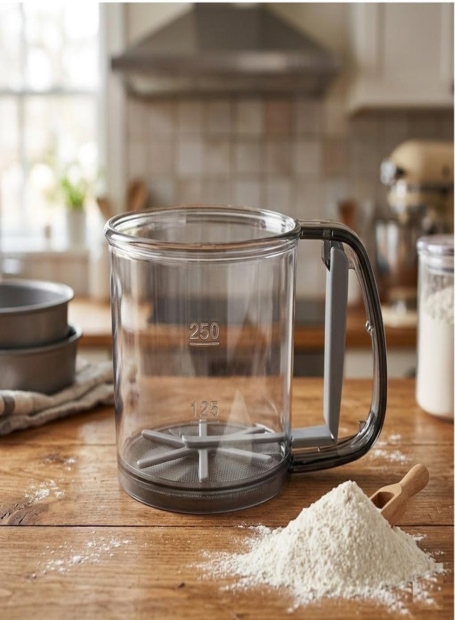 Packcy Hand Press Flour Sifter Cup Plastic Atta Channi Fine Mesh for Commercial Kitchen Use, Baking Sieve for Flour, Maida, Cocoa & Sugar, Perfect for Restaurant & Hotel Bakery - Image 2