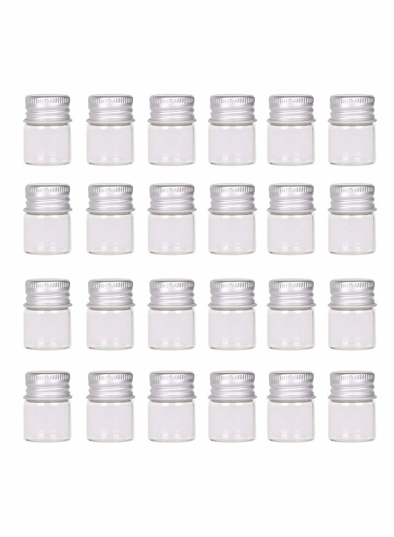 SYOSI 24 Sets Small Glass Bottles with Aluminum Cap Screw Top Lids, Mini Tiny Jars, Clear Message Sample Bottle Storing Beads Wedding Favors Decorations DIY Crafts, Small Wishing Bottle Vials Jars (5 Ml)  - Image 1