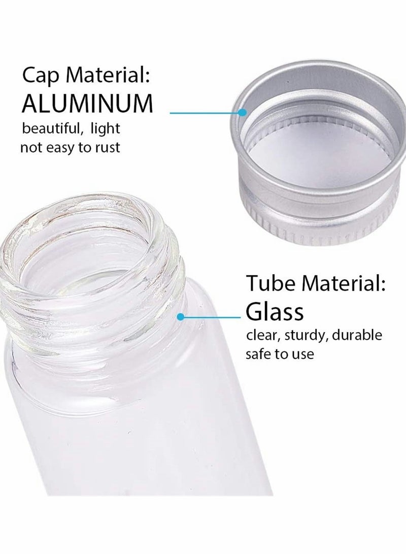 SYOSI 24 Sets Small Glass Bottles with Aluminum Cap Screw Top Lids, Mini Tiny Jars, Clear Message Sample Bottle Storing Beads Wedding Favors Decorations DIY Crafts, Small Wishing Bottle Vials Jars (5 Ml)  - Image 3