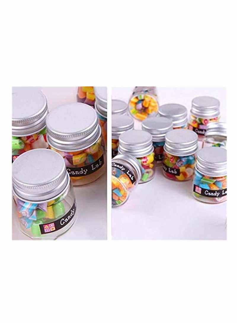 SYOSI 24 Sets Small Glass Bottles with Aluminum Cap Screw Top Lids, Mini Tiny Jars, Clear Message Sample Bottle Storing Beads Wedding Favors Decorations DIY Crafts, Small Wishing Bottle Vials Jars (5 Ml)  - Image 4
