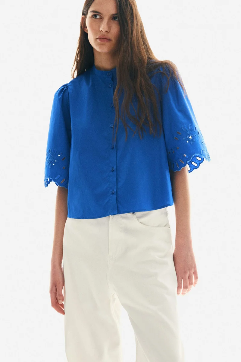 H&M Puff-sleeved cotton blouse