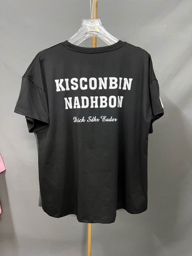 Cross-border in stock Japan and South Korea Summer Printed Short-sleeved T-shirt Women's Loose plus size Lazy Style Top Long T-shirt Base Shirt - Image 1