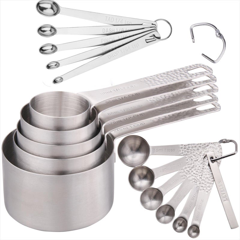 Smithcraft Measuring Cups and Spoons Set 188 Stainless Steel Measuring CupsSpoons for Kitchen and Baking Dry and Liquid MetricUS Measuring Cups Spoons with Mini Measuring Spoons Set