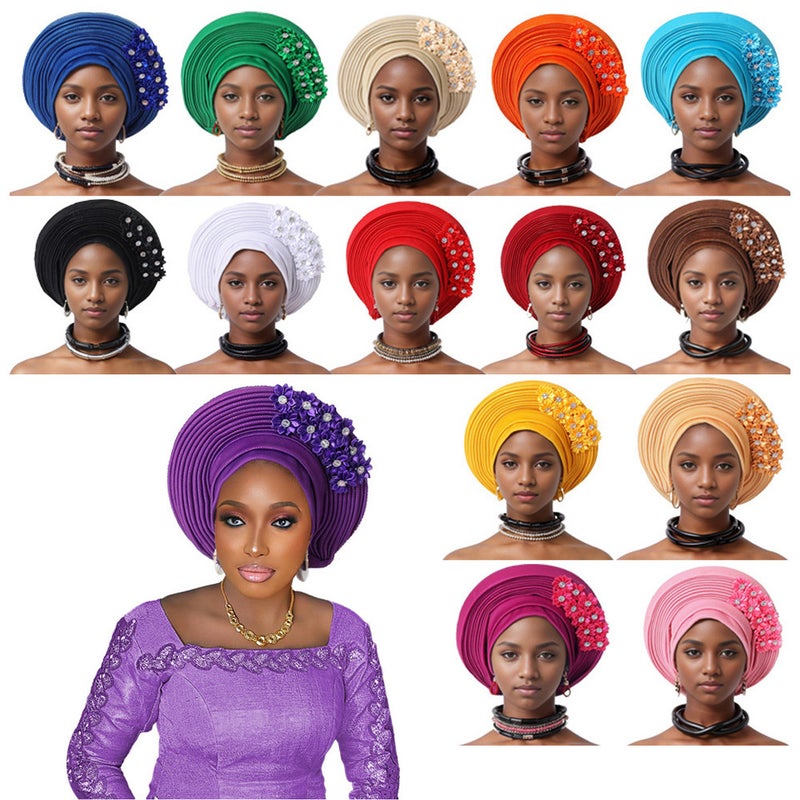 New   Cap Velvet Side Rose Indian Turban Hat - Image 3