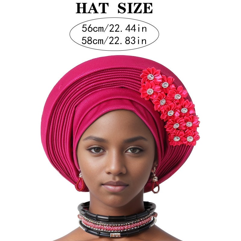 New   Cap Velvet Side Rose Indian Turban Hat - Image 4