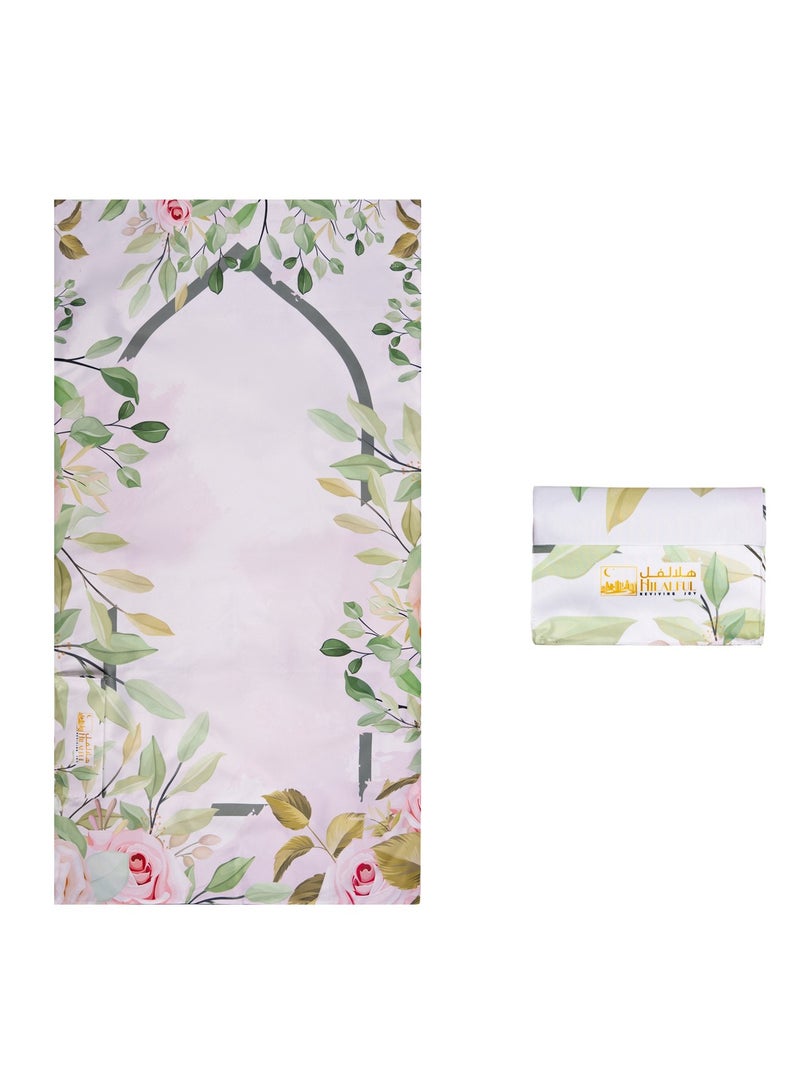 HilalFul Salah On The Go Polyester Prayer Mat - Romantic Garden | Muslim Praying Rug for Kids/Children | Water Resistant | Anti-Slip | Islamic Gift for Eid, Ramadan | For Travel | Lightweight - Image 1