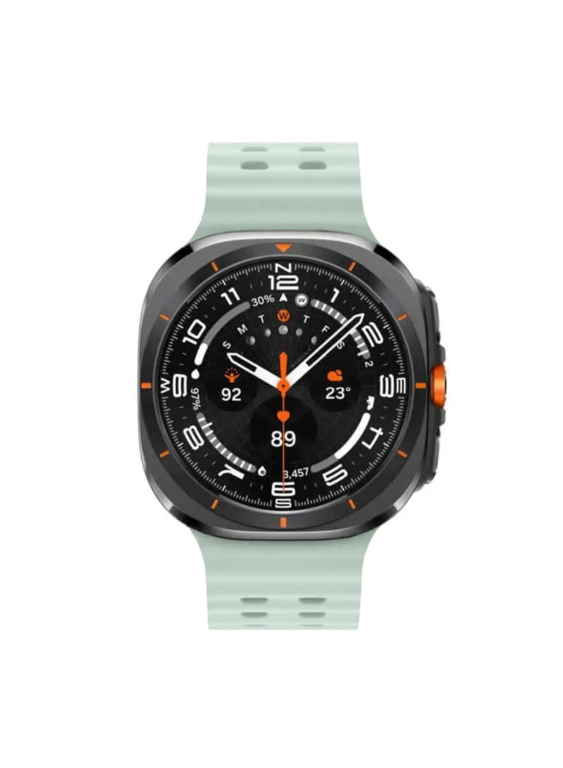 CATANES for Samsung Galaxy Watch 7 Ultra Band 47mm, Rugged Soft Ocean Silicone Sport Strap Replacement Accessory Fit for Samsung Galaxy Watch Ultra Band Dual Row Hole - Light Green - Image 3