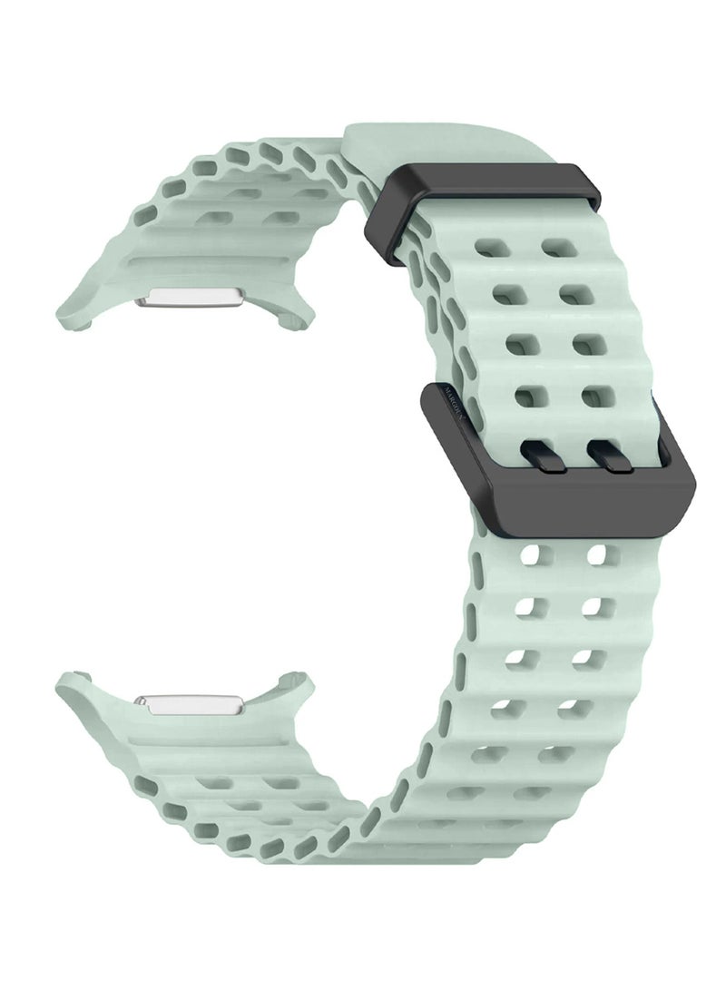 CATANES for Samsung Galaxy Watch 7 Ultra Band 47mm, Rugged Soft Ocean Silicone Sport Strap Replacement Accessory Fit for Samsung Galaxy Watch Ultra Band Dual Row Hole - Light Green - Image 2