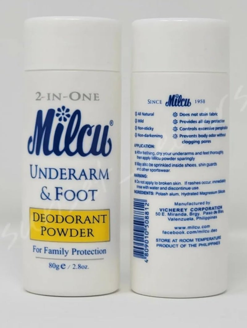 Milcu Underarm & Foot Deodorant Powder 80 grams Large Size by Milcu - Image 2