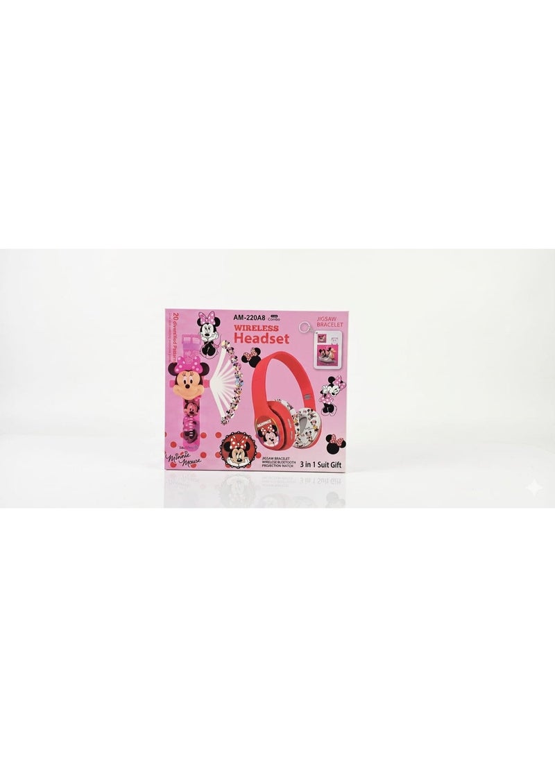 Minnie Mouse AM-220A8 Wireless Kids Bluetooth Headphones – 3-in-1 Gift Set - Image 3