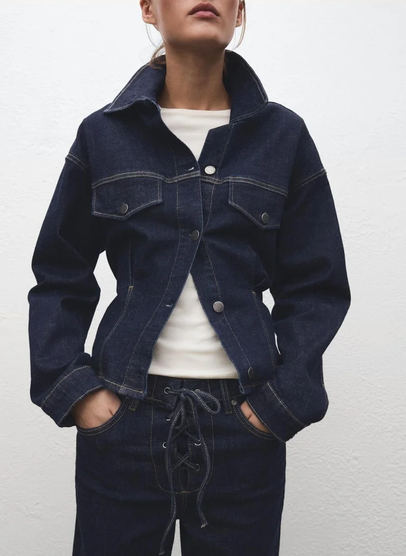 مانجو جينز واسع بأربطة