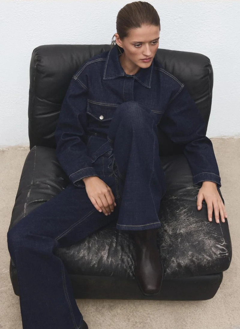 مانجو جينز واسع بأربطة