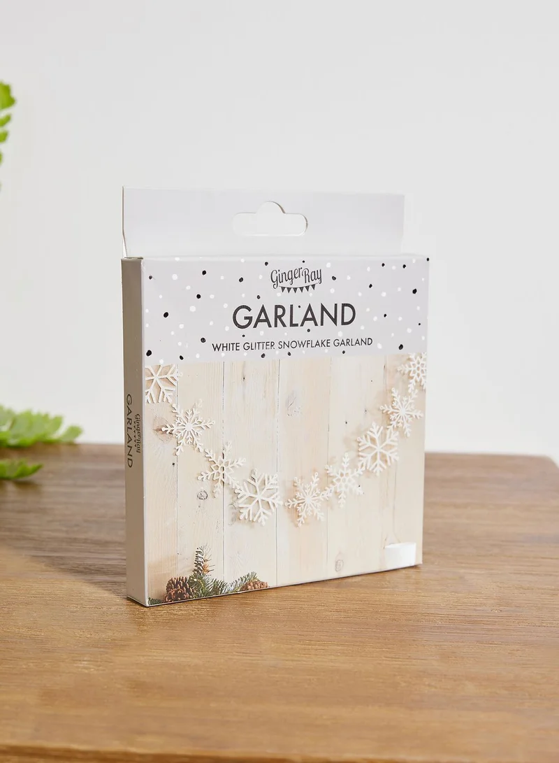 Ginger Ray Garland - White Glitter Snowflake