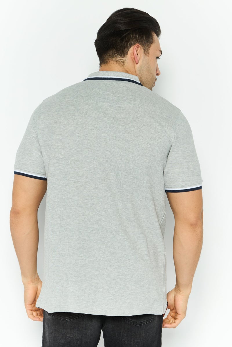 Threadbare Men Regular Fit Textured Short Sleeves Dorry Polo, Grey - Image 4