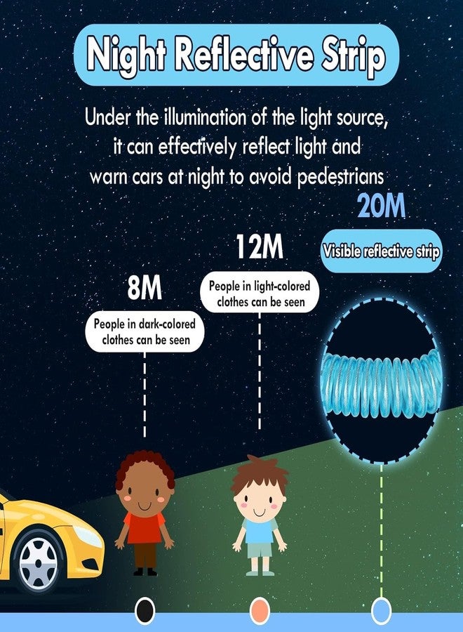 DKWIN Baby Walking Belt, Anti Lost Wrist Band for Kids with Lock and Magnet Key, Safety Harness with Night Reflective Wire Rope, 360°Rotate Metal Head, Elastic Baby Safety Belt - Image 5