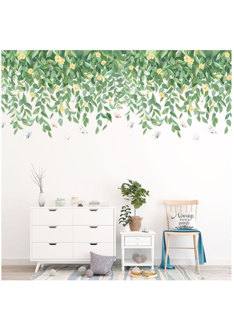 Bluejw Tropical Art Fresh Leaf Self-Adhesive Removable Wall Stickers Perfect For Bedroom Corner Skirting In Living Room - Image 1