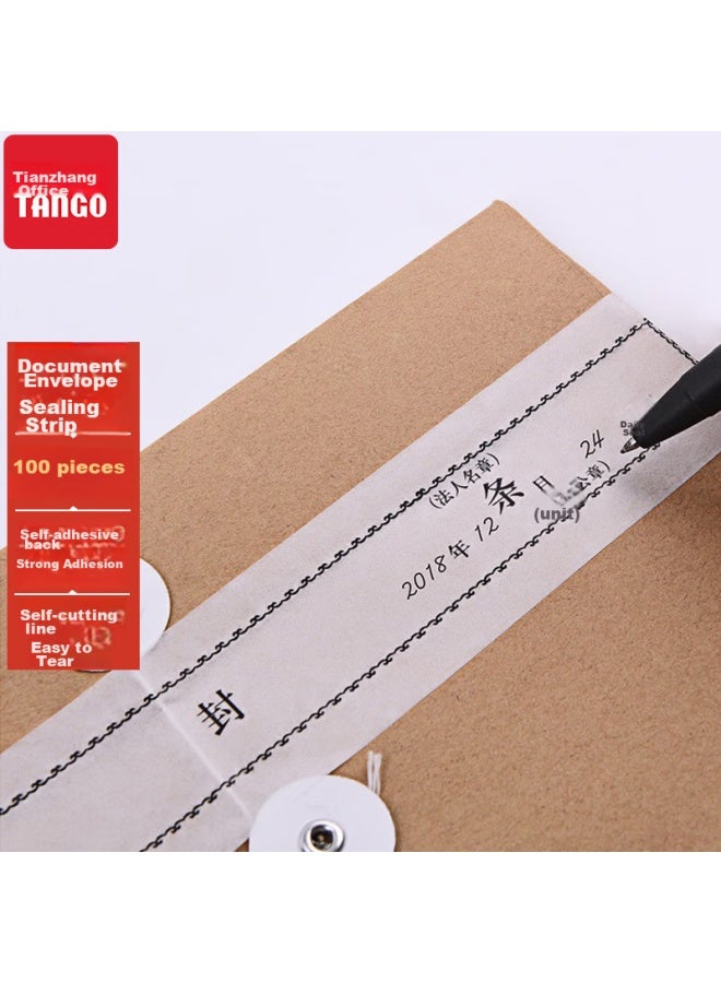 Tango File Sealing Strips 290*50mm/100 Pieces, Bid Doent Bag Sealing Strips, Doent File Bag Sealing Strips, Self-adhesive, No Glue Required - Image 1