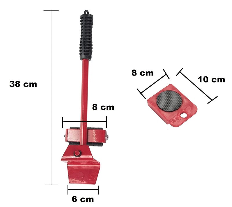 POPLEY Furniture Lifter and Furniture Slides Kit 360 Degree Rotatable Pads Easily Redesign and Rearrange Living Space Sofa Easy (Red) - Image 2