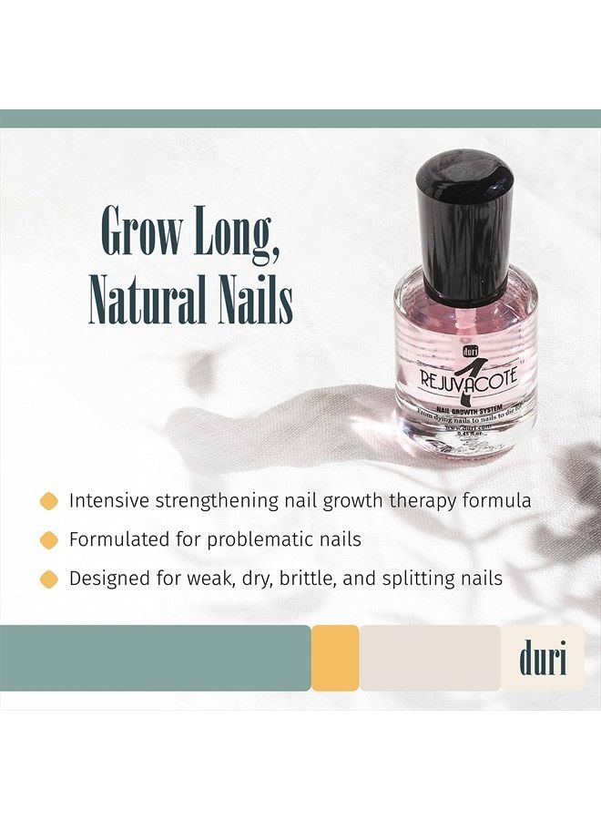 Rejuvacote 1 Nail Growth System - Original Maximum Strength Formula - Nail Strengthener and Nail Growth - Base and Top Coat - 0.45 fl. oz.