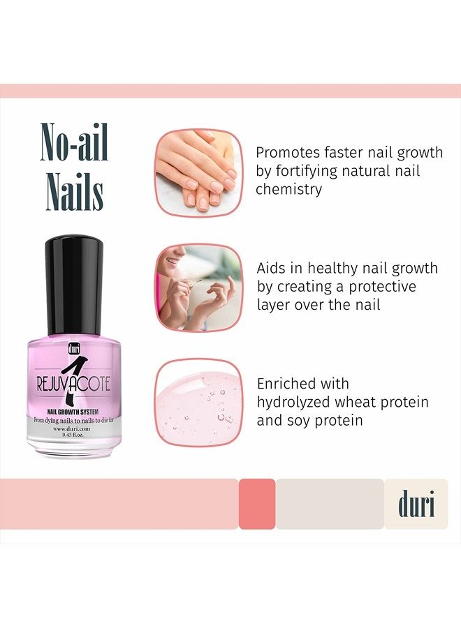 Rejuvacote 1 Nail Growth System - Original Maximum Strength Formula - Nail Strengthener and Nail Growth - Base and Top Coat - 0.45 fl. oz.