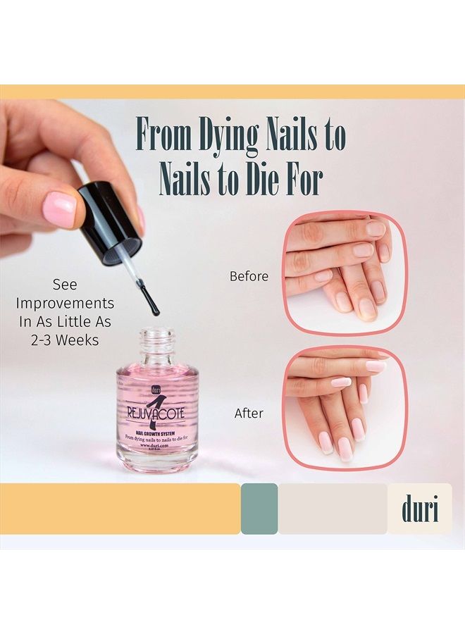 Rejuvacote 1 Nail Growth System - Original Maximum Strength Formula - Nail Strengthener and Nail Growth - Base and Top Coat - 0.45 fl. oz.