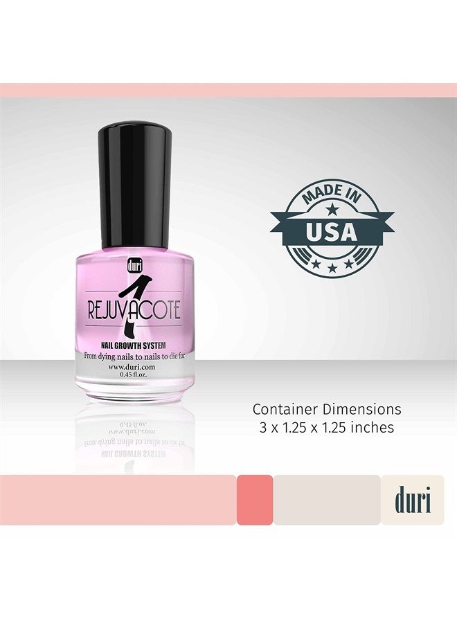 Rejuvacote 1 Nail Growth System - Original Maximum Strength Formula - Nail Strengthener and Nail Growth - Base and Top Coat - 0.45 fl. oz.