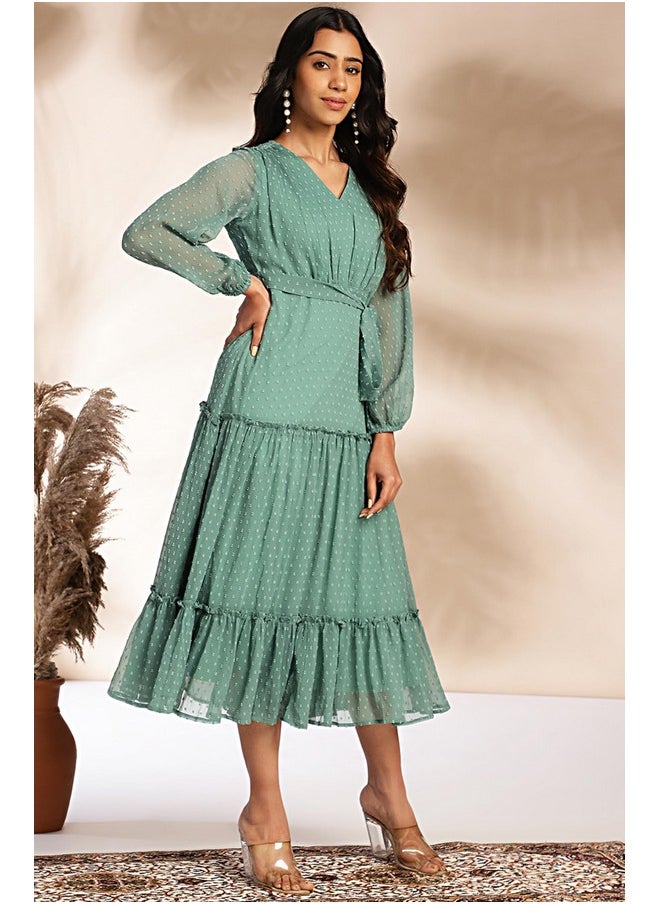 Janasya Women's Sage Dobby Chiffon Solid Tiered Dress(JNE4379-DR-M) - pzsku/Z47C9F496841BED148389Z/45/_/1738306033/b36f2255-e220-44c0-b7b0-4f2b8f98797b