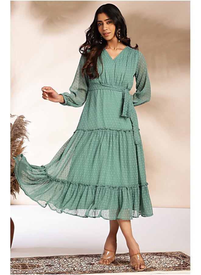 Janasya Women's Sage Dobby Chiffon Solid Tiered Dress(JNE4379-DR-M) - pzsku/Z47C9F496841BED148389Z/45/_/1738306042/0a78a5b7-3770-43e1-bc9d-e023d0bba000