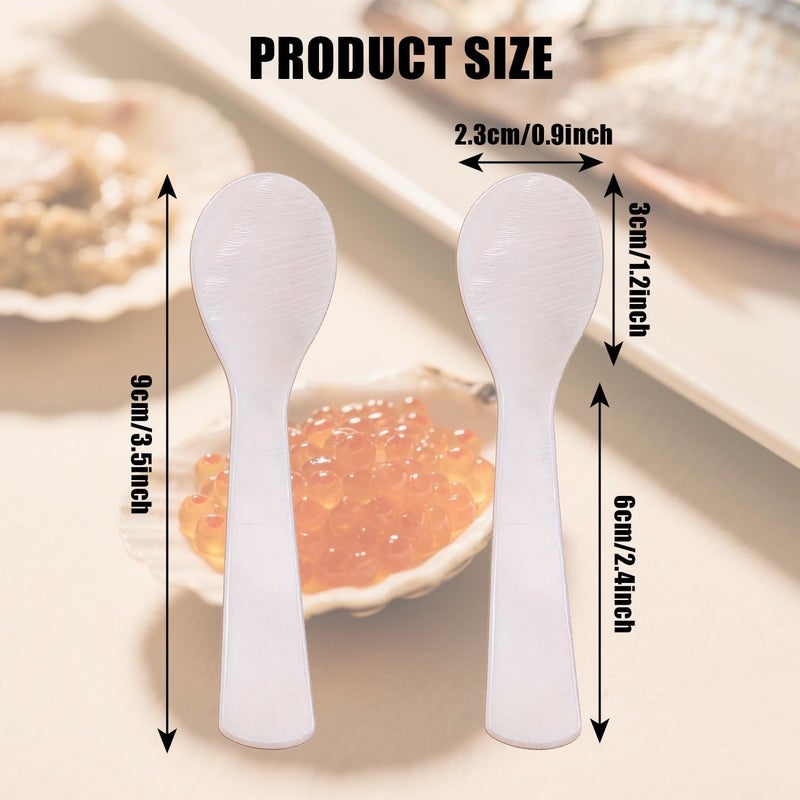 Bolsdoic Caviar Spoons, Mother of Pearl Caviar Spoon Set of 3 with Hand Craft W Round Handle for Egg, Ice Cream, Coffee, Restaurant Serving (3.5'') - Image 2