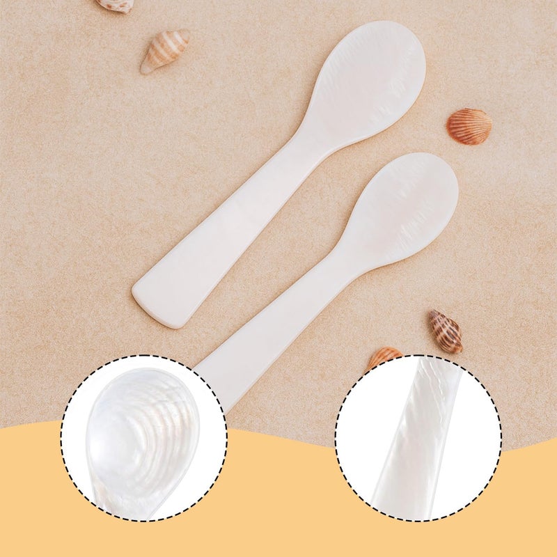 Bolsdoic Caviar Spoons, Mother of Pearl Caviar Spoon Set of 3 with Hand Craft W Round Handle for Egg, Ice Cream, Coffee, Restaurant Serving (3.5'') - Image 3