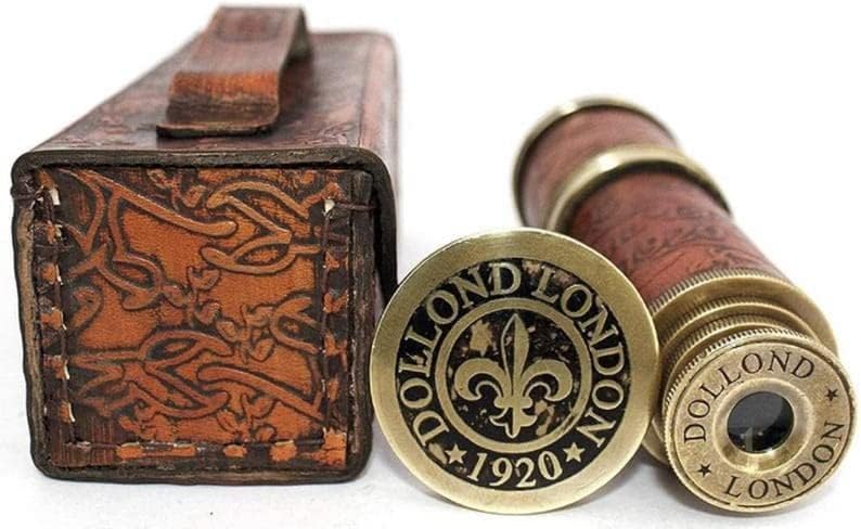 Wooden Telescope with Leather Box for Hiking Traveling Nautical Gift Antique Telescope Functional Showpiece Telescope Antique Style Brass Telescope by Royal Enterprises Nautical - Image 2