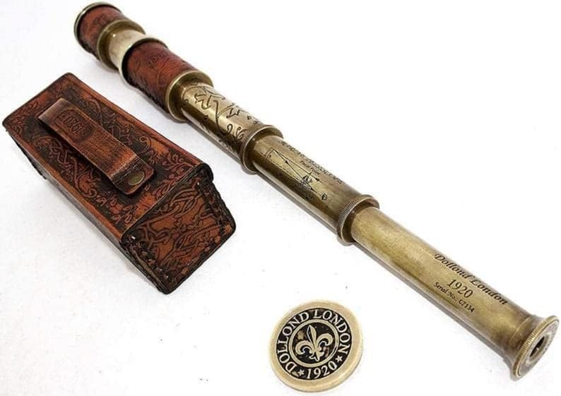 Wooden Telescope with Leather Box for Hiking Traveling Nautical Gift Antique Telescope Functional Showpiece Telescope Antique Style Brass Telescope by Royal Enterprises Nautical - Image 5