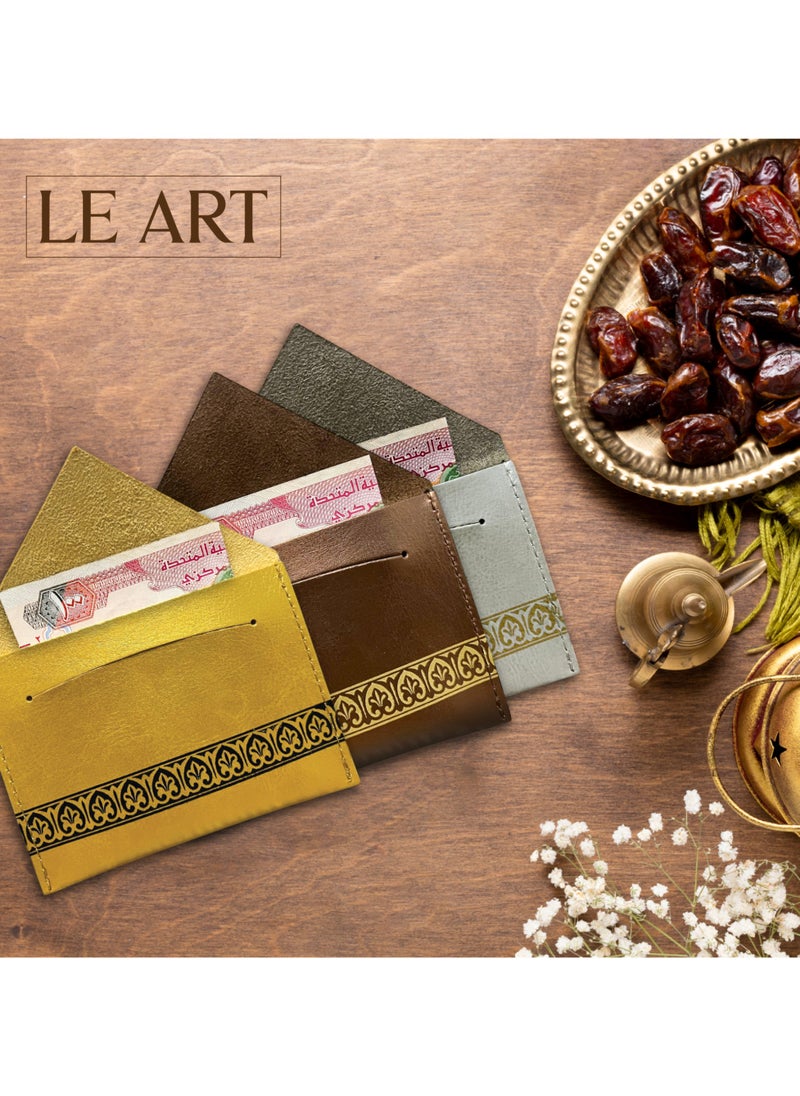 LeArt Large Leather Eid Envelopes - Eid Mubarak Envelopes | Eid Envelopes | Eid Decorations | Eid Envelopes for Kids (Large Set of 5 Multicolor)  - Image 3