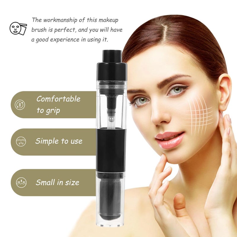 OSALADI Refillable Powder Brush with Press Button Makeup Applicator Travel Foundation Brush for Face Blush Soft Fiber Bristles Comfortable Grip for Loose and Finishing Powder - Image 2