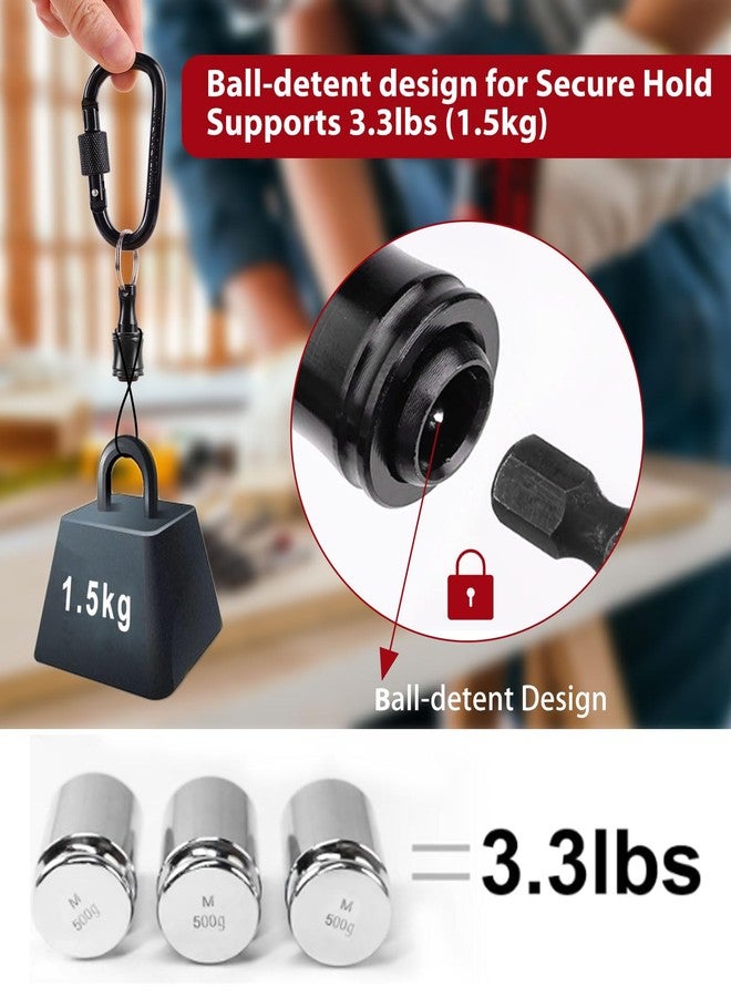 كاترك حامل لقمة مفك براغي أسود من Katerk، سلسلة مفاتيح، 6 قطع، مشبك لقمة مفك براغي محمول بساق سداسية 1/4 بوصة لمفك الصدمات، تمديد لقمة المثقاب المرن مع مفك براغي مع حلقة تثبيت، محول برغي المثقاب سريع الفك - Image 4