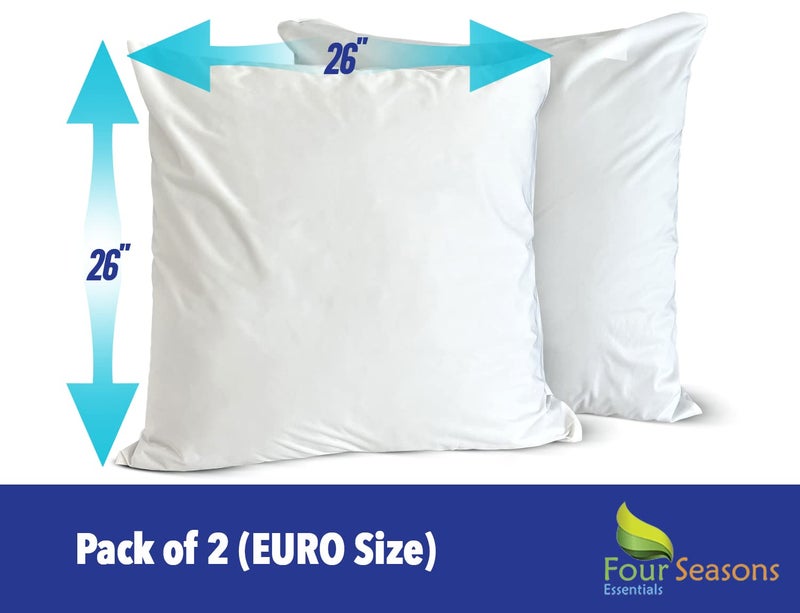Four Seasons Essentials Euro Size Pillow Protectors (Set of 2) - European Square 26x26 Pillow Covers Waterproof Hypoallergenic Dust Proof Zippered Encasement - Image 4