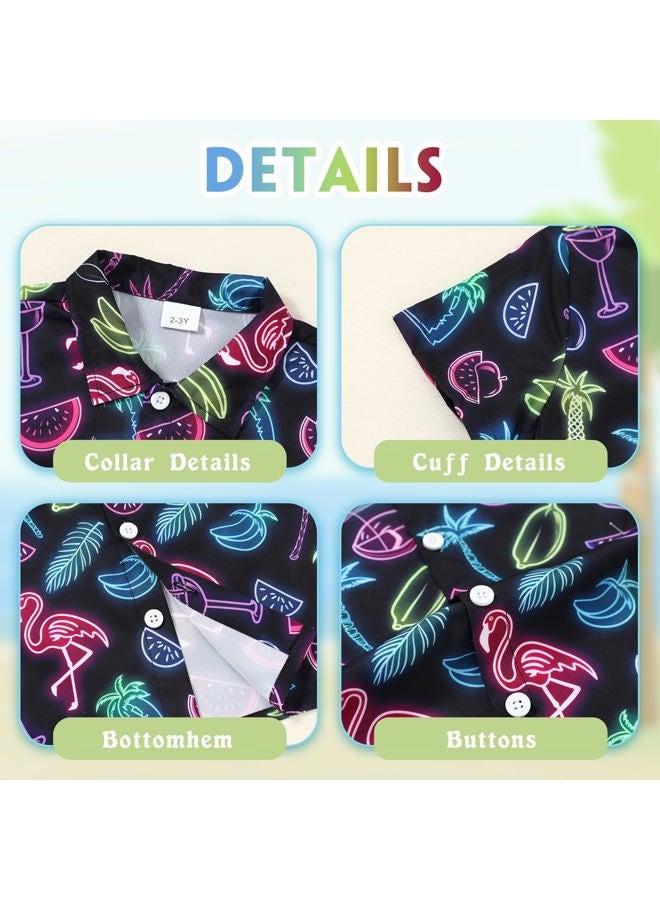 YALLET Boys Hawaiian Shirt Cool Summer Hawaii Shirts Casual Short Sleeve Button Down Aloha Beach Tee Tops 2-10 Years, Black, 9-10 Years - Image 5