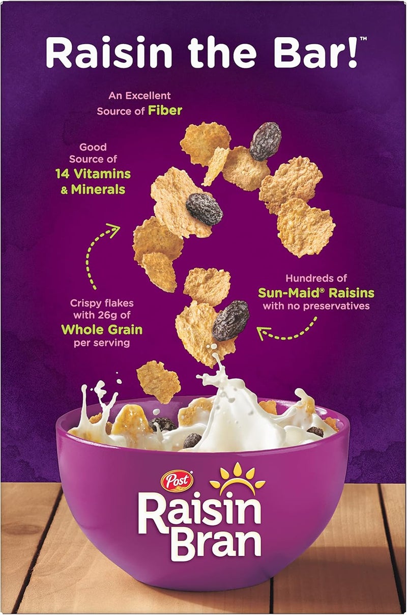 Post Raisin Bran® Whole Grain Wheat & Bran Breakfast Cereal with Sun-Maid Raisins, 16.6 Ounce - Image 4